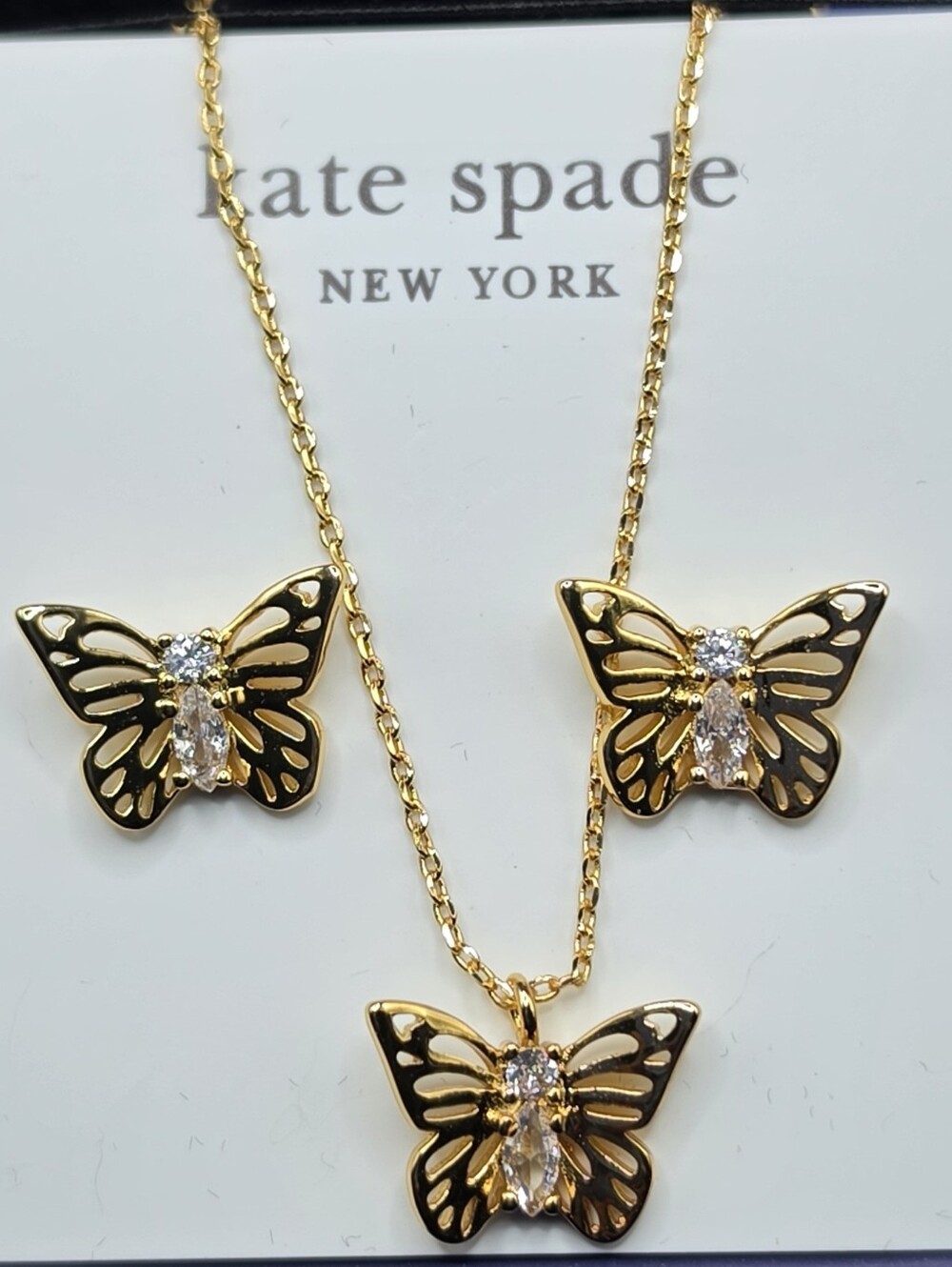 Kate Spade Gold Butterfly Necklace Set